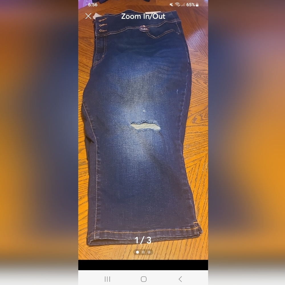 Lane Bryant Blue Cropped Ankle Jeans with Distressed Detail